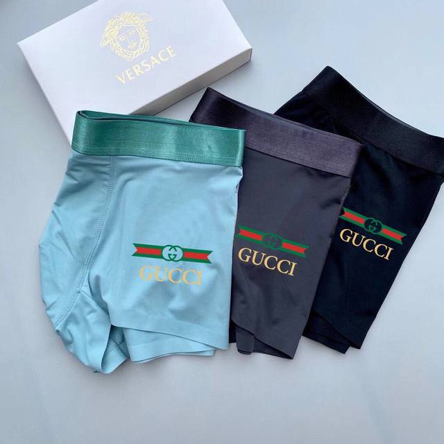 Gucci古奇 外贸公司合作订单 时尚百搭 舒适男士内裤 科学配 95%棉+5%氨纶 柔软舒适 透气 有型 一盒3条 L-Xxxl 最大穿到38码 注贴身物品不