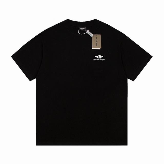 Balenciaga 巴黎世家植绒植绒小标logo休闲短袖t恤 - 颜色 图片色 - 尺码 S M L Xl - 面料: 采用280G双纱棉面料