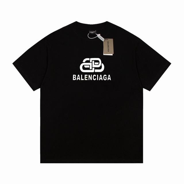 Balenciaga 巴黎世家植绒锁扣双blogo休闲短袖t恤 - 颜色 图片色 - 尺码 S M L Xl - 面料: 采用280G双纱棉面料