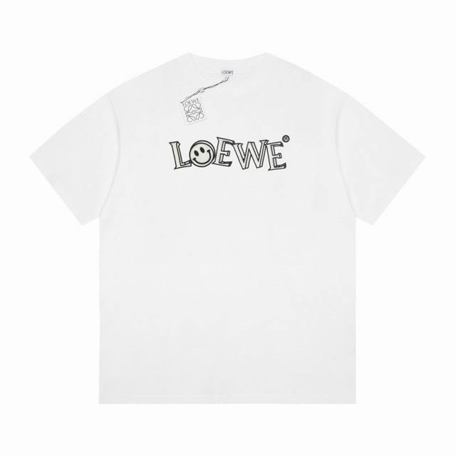 Loewe 罗意威笑脸logo立体硅胶休闲短袖t恤 - 颜色 图片色 - 尺码 S M L Xl - 面料: 采用280G双纱棉面料