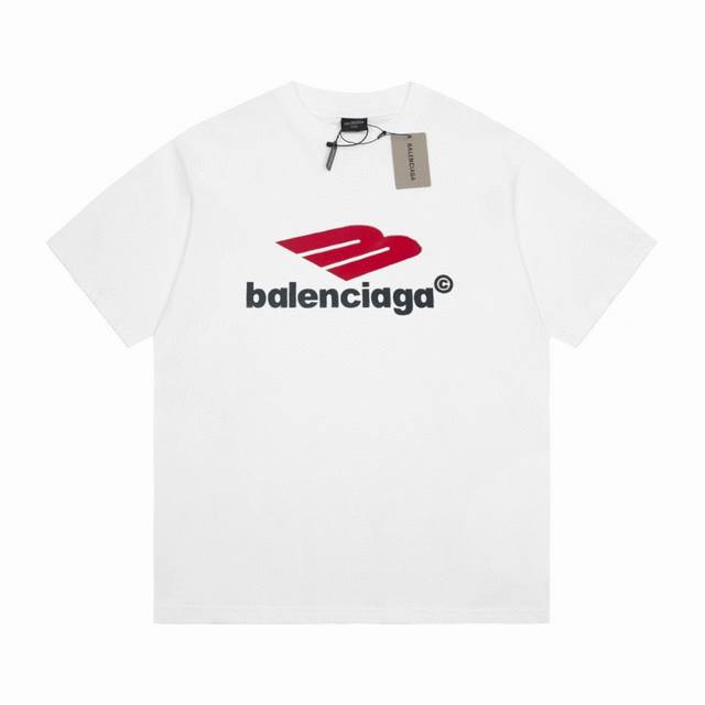 Balenciaga 巴黎世家经典款植绒大logo休闲短袖t恤 - 颜色 图片色 - 尺码 S M L Xl - 面料: 采用 G双纱棉面料
