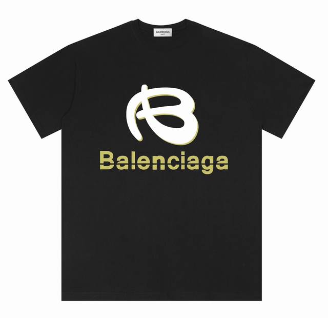 Balenciaga巴黎世家 爆款logo印花短袖t恤 前幅采用印花 Logo使用立体双重印花logo断层工艺 230G面料 三标齐全 面料舒适 男女同款 面料