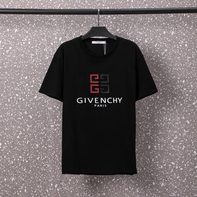 Givenchy 男女同款 32S双纱爽全棉250克重高品质双色定制款空压工艺-颜色黑 白-码数xs-L-