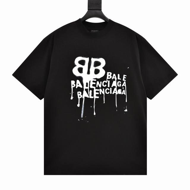 Balenciaga巴黎世家 24Ss新款标识限定短袖 Logo印花发泡t恤 颜色：黑色 白色 码数：Xs S M L 新面料 新版型 独家定织定染高克重260